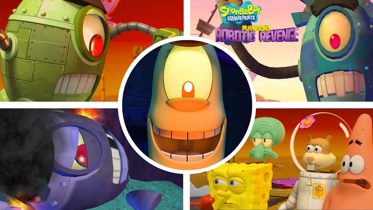 SpongeBob — Месть робота Планктона | Все боссы [Многопользовательская игра для 4 игроков] (Без ур...