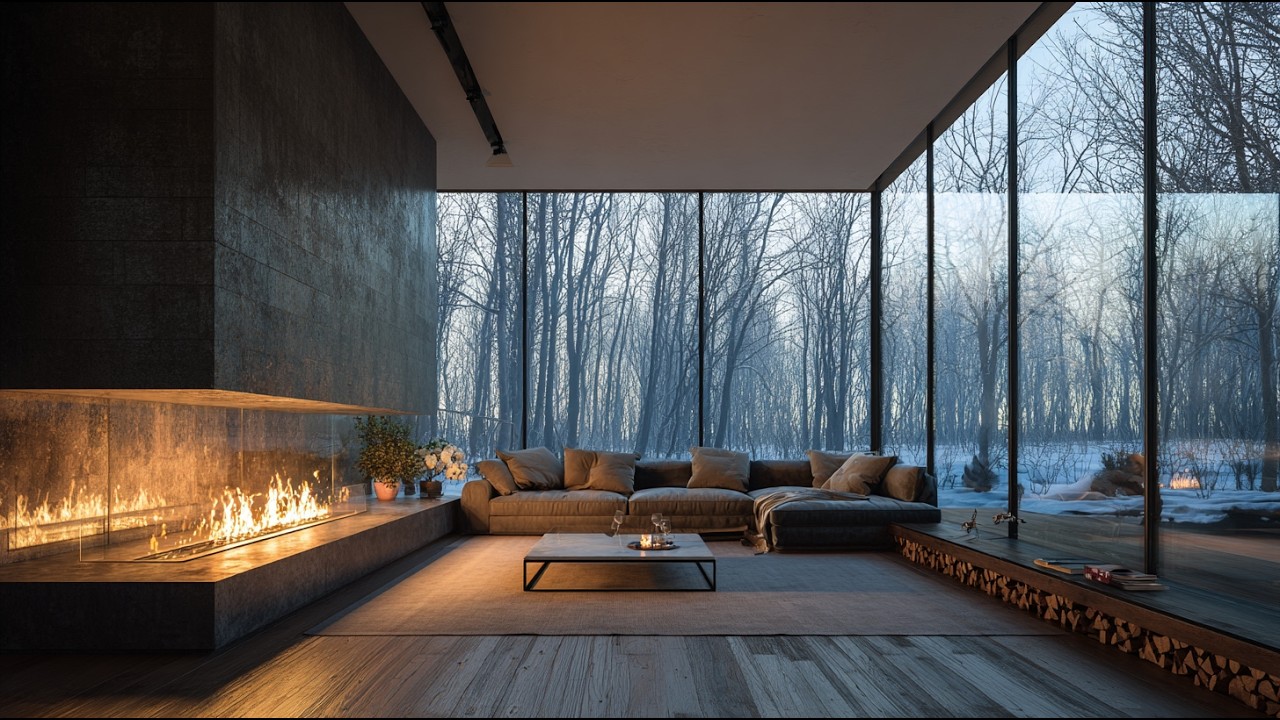 4K Fireplace 🔥 Cozy Winter Snow Window ❄️ 10 Hours Relaxing Fire Sounds for Sleep / Study / Relax