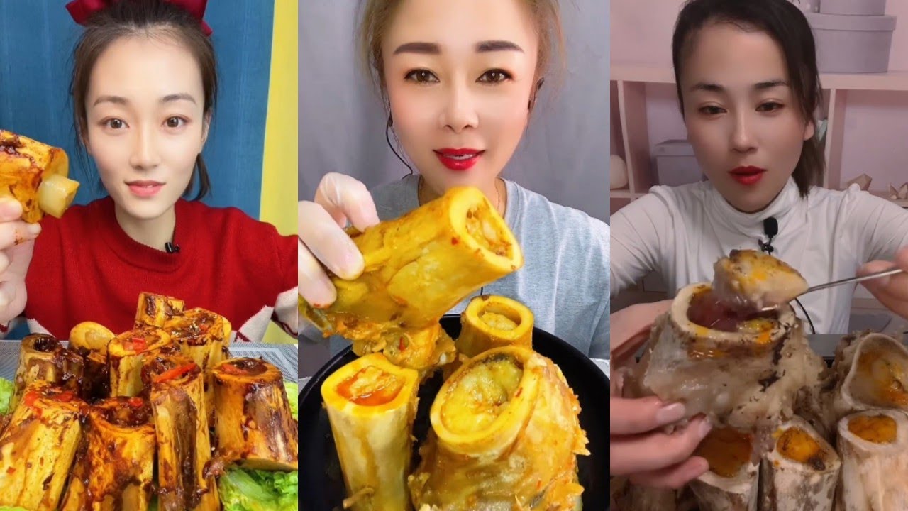 Chinese Food Mukbang Eating Show | Red beef bone marrow | Beef Bone Marrow Challenge #35(P102-104)
