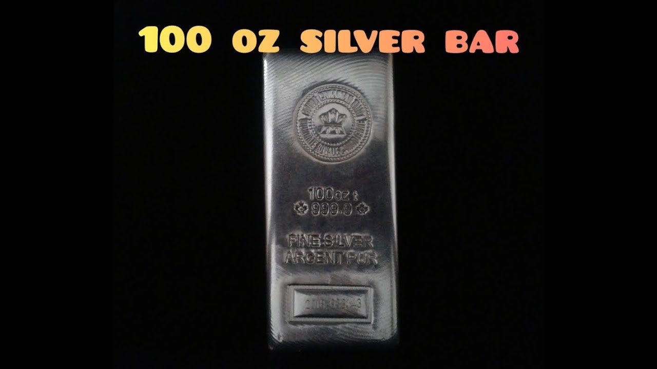 100 troy oz Silver bar from Royal Canadian Mint.