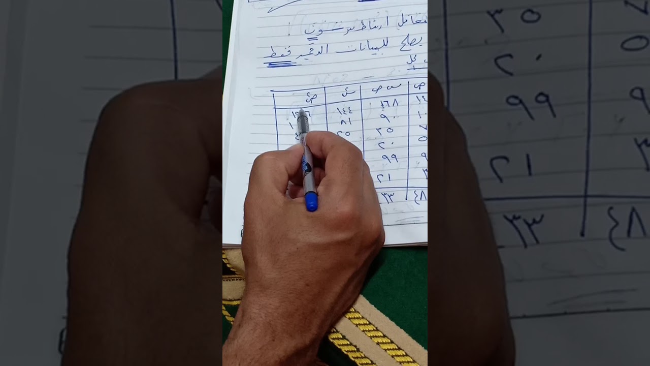 شرح معامل ارتباط بيرسون  احصاء للصف الثالث الثانوي التجاري