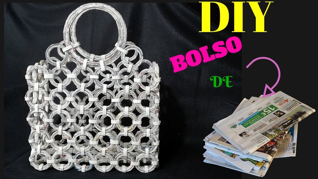 DIY / BOLSO DE PERIÓDICO 👜 NEWSPAPER BAG 🗞️ Manualidades con papel de periódico 😀