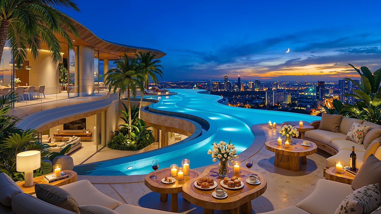 Tranquil Evening Jazz | Bossa Nova Jazz at Seaside Balcony & Gentle Waves for Focus