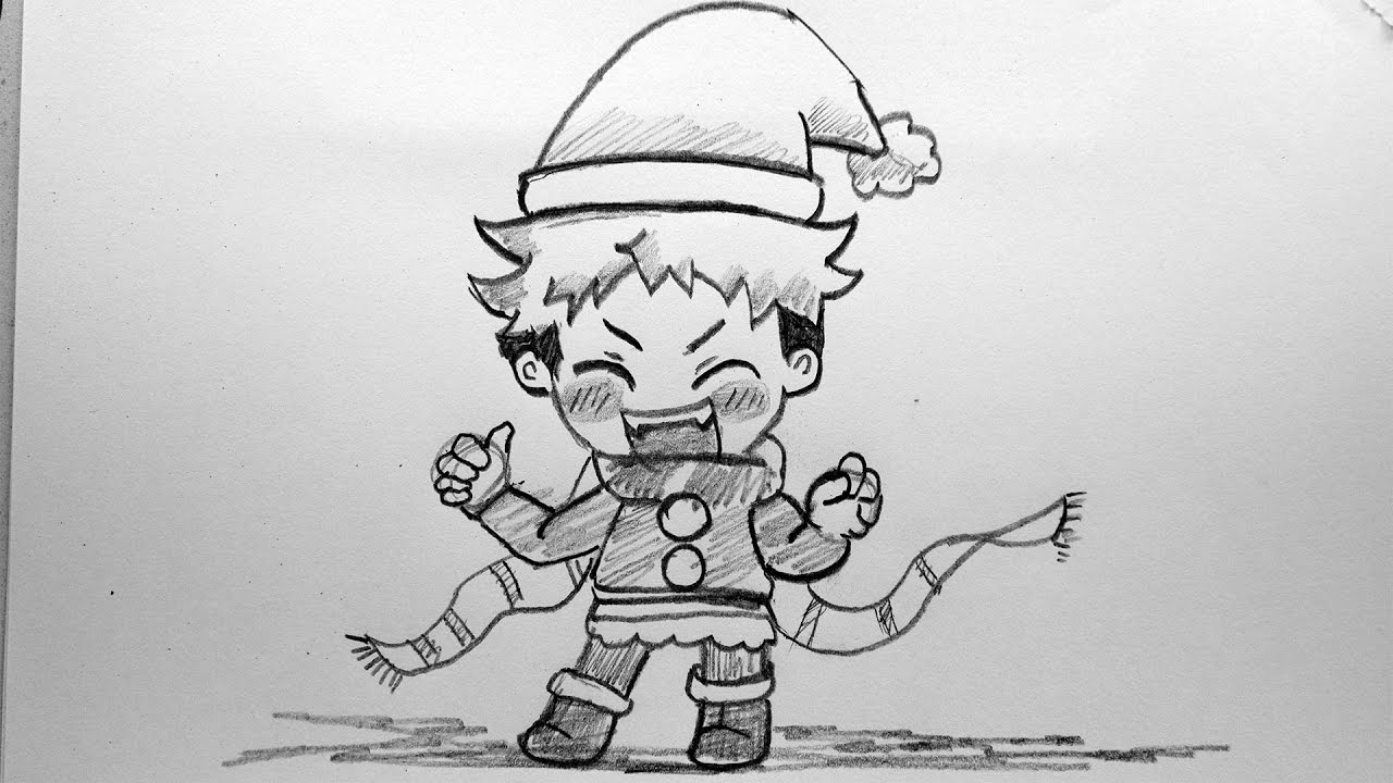How to draw Chibi Yuji Itadori || Chibi Christmas Drawings || Anime drawing