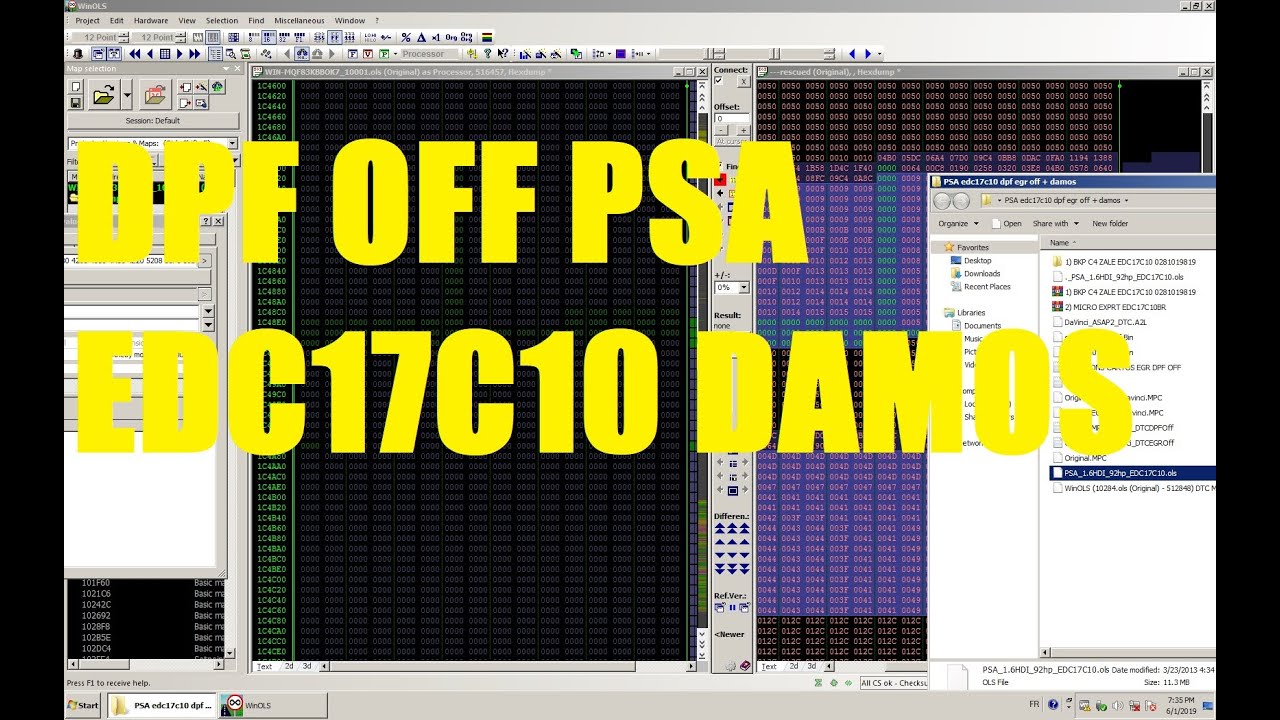 36) Part1  الجزء الأول PSA EDC17C10 DPF OFF WinOLS DAMOS