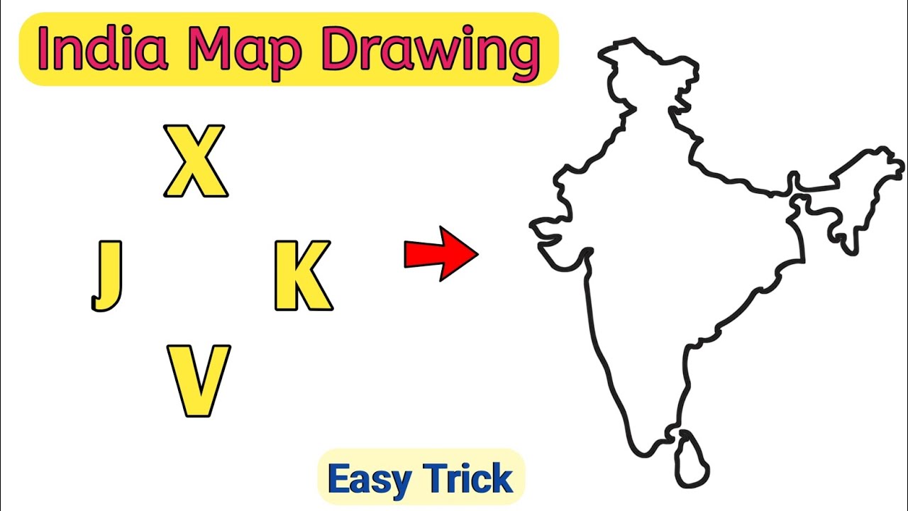 How to draw india map easily ✍|| indian map drawing step by step || how to make india map easy trick