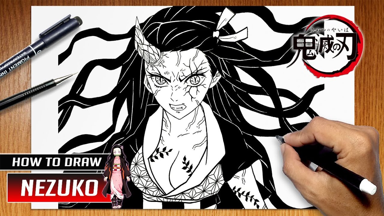 How to draw Nezuko Kamado Demon Form from Kimetsu no Yaiba