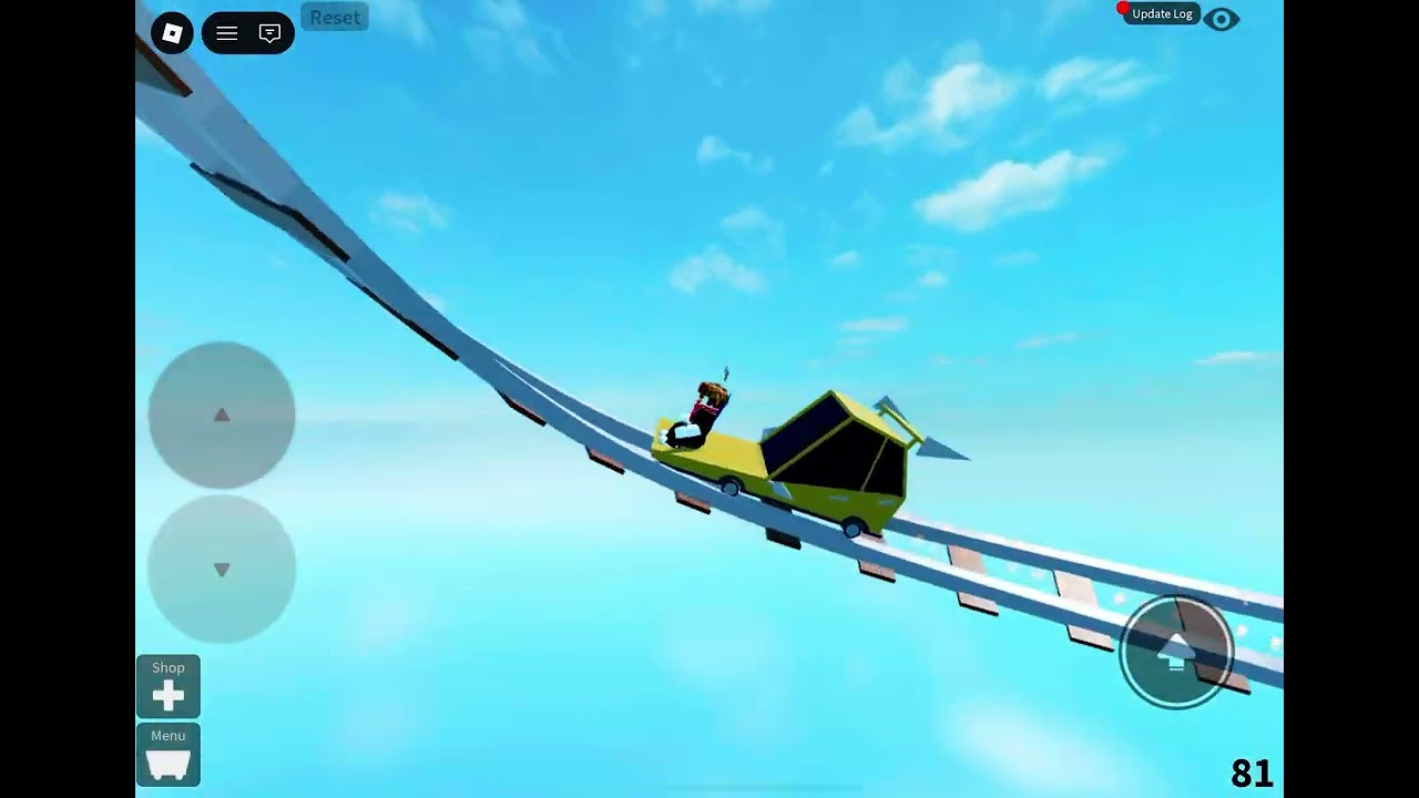 Create a cart ride Kristopher drop the cartoony car off the high place (Roblox)