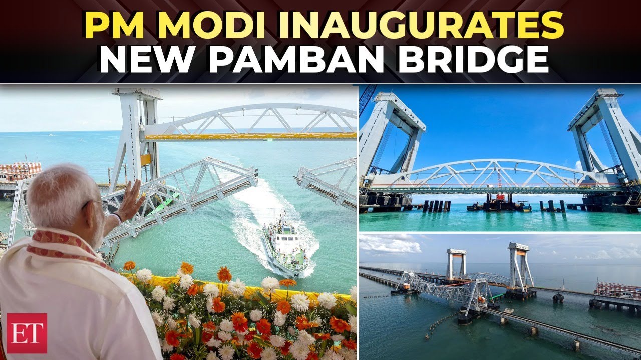 PM Modi inaugurates first vertical lift sea bridge New Pamban, new Rameswaram-Chennai train service