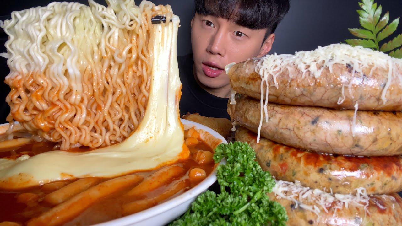 ASMR MUKBANG 치즈 신전떡볶이 + 통순대 [ 갬성캠핑 순대스테이크 - 순대실록 ] 먹방 TTEOKBOKKI + SAUSAGE EAITNG SHOW