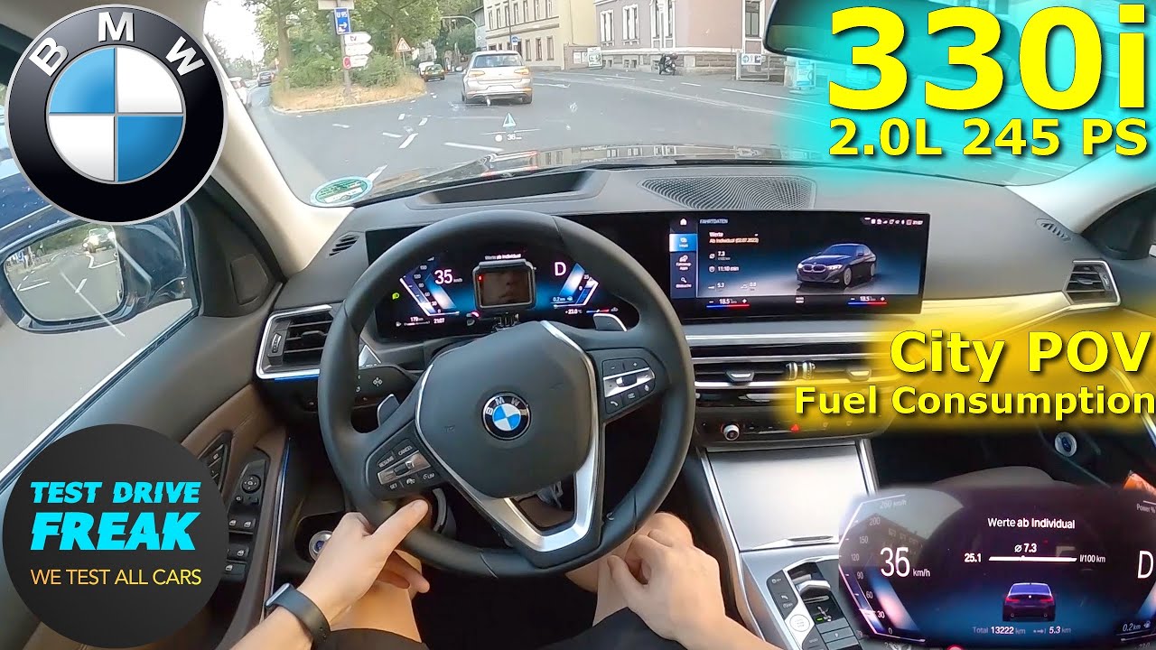 2023 BMW 330i xDrive 245 PS CITY DRIVE POV with Fuel Consumption
