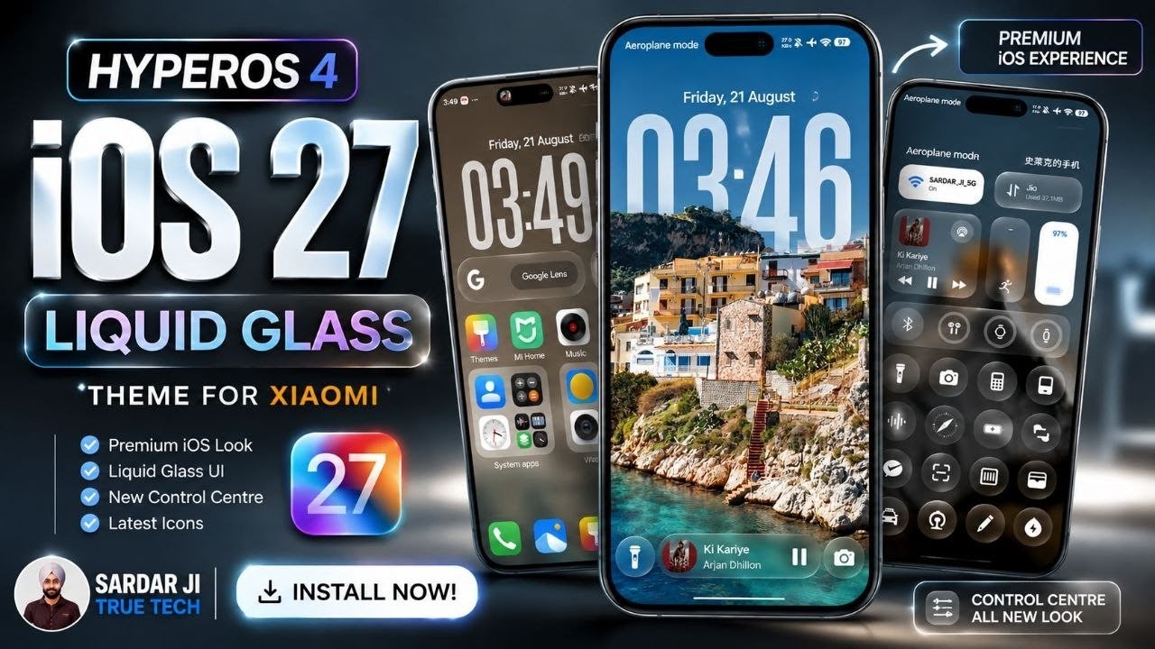 iOS 27 Theme on Xiaomi HyperOS 🔥 | Liquid Glass UI + Control Center