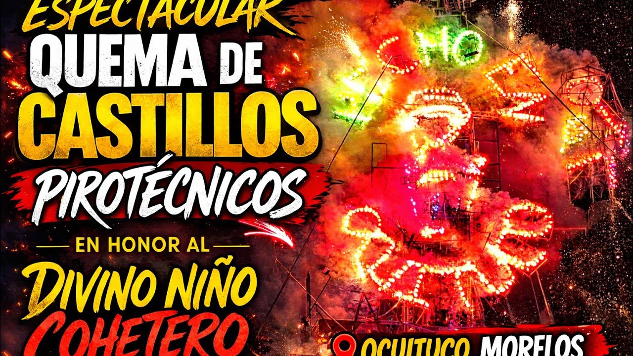 Quema de Castillos Pirotécnicos Divino Niño Cohetero | Ocuituco Morelos