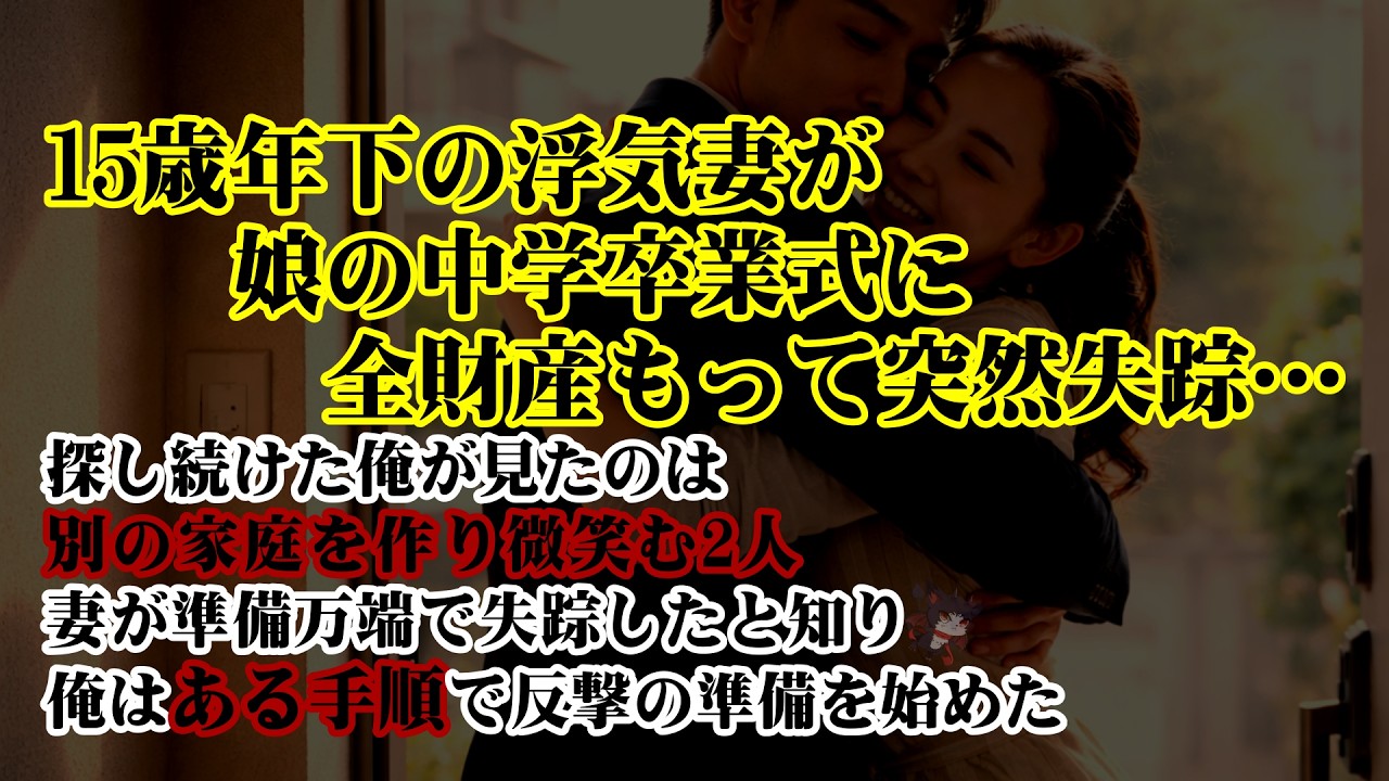 【離婚】15歳年下の浮気妻が娘の中学卒業式に全財産もって突然失踪…→探し続けた俺が見たのは別の家庭を作り微笑む2人…妻が準備万端で失踪したと知り俺はある手順で反撃の準備を始め【シタ妻】