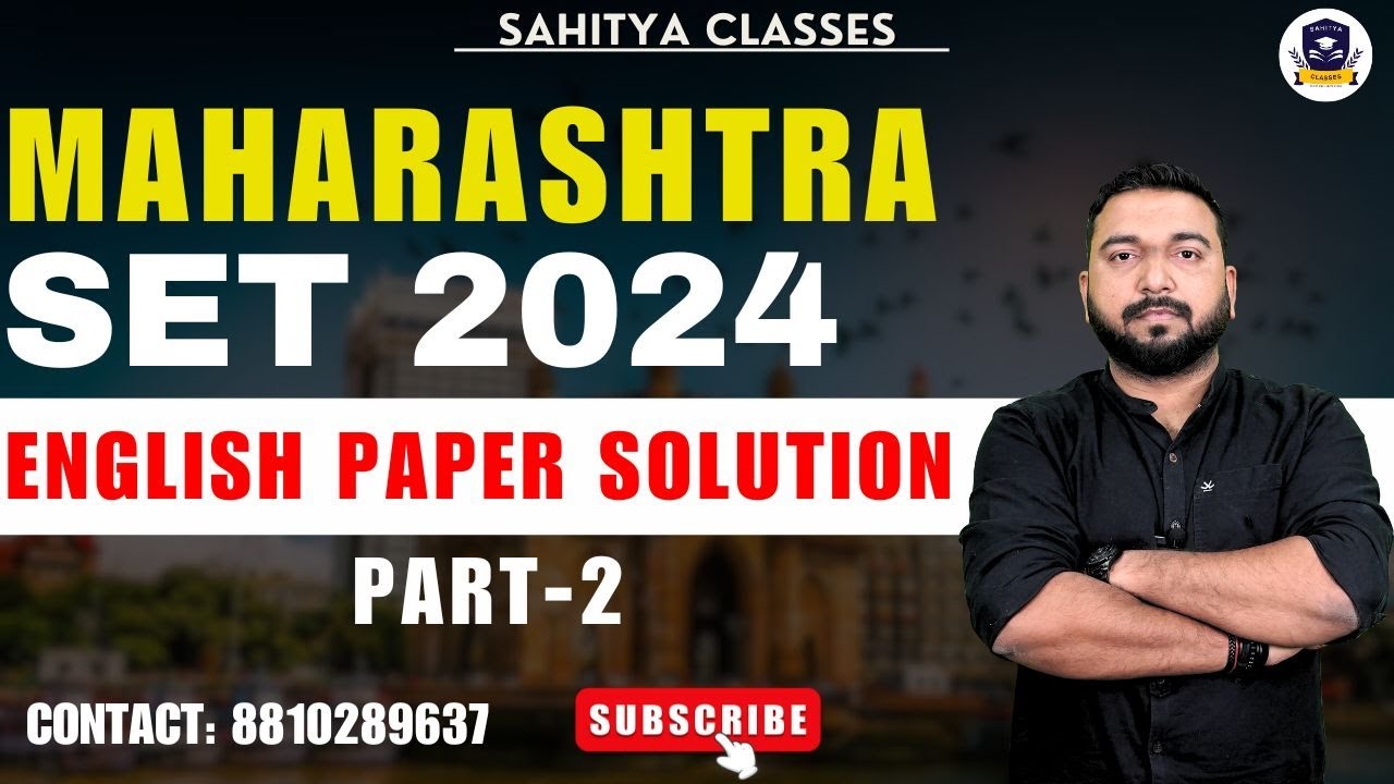 MAHARASHTRA SET EXAM PAPER SOLUTION [2] 2024! English Literature by Prof Vineet Pandey! 