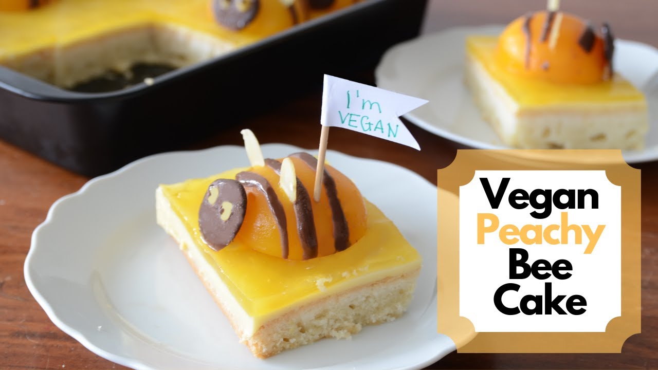 Vegan peachy bee cake for kids birthday (ASMR, no speaking)