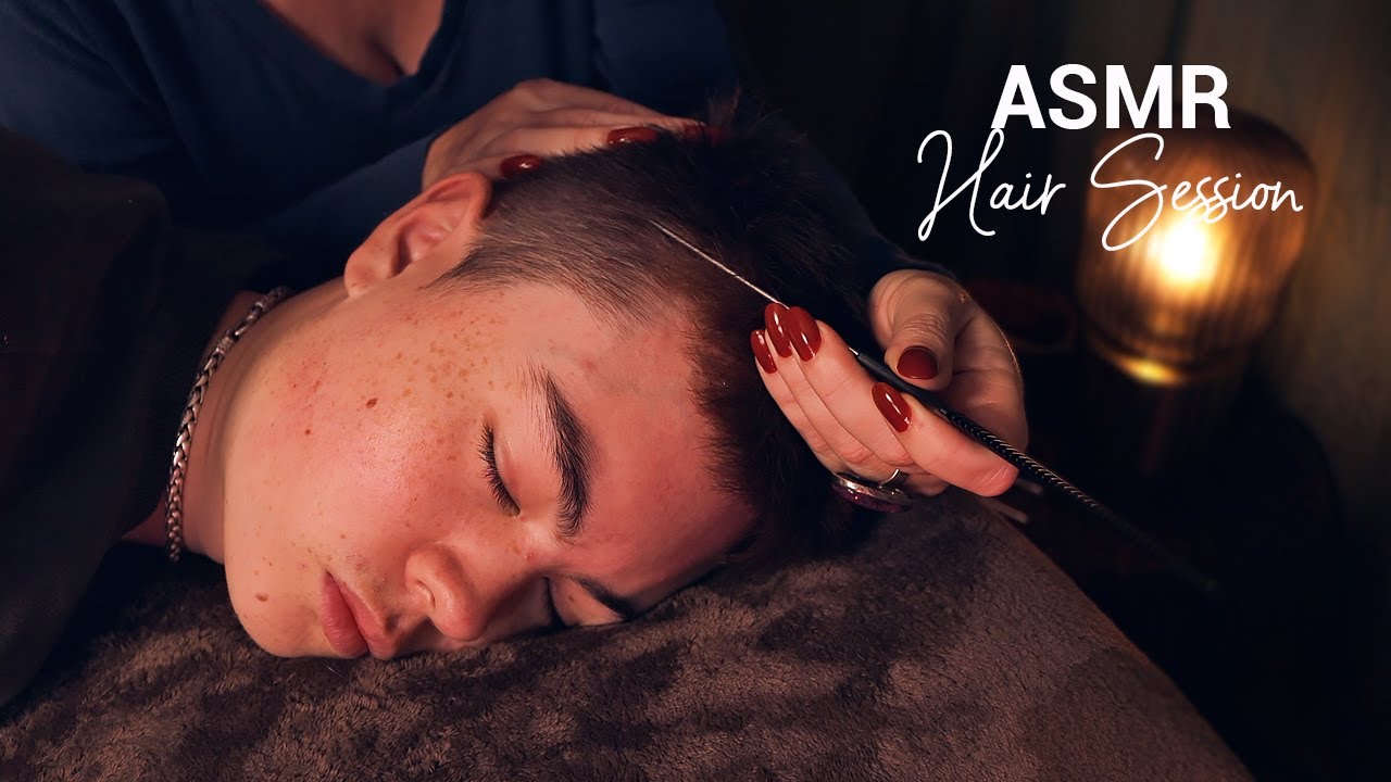 💤 ASMR Hair Session for Sleep 💜 Scalp Inspection & Massage 💤