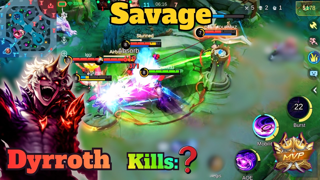 Dyrroth Savage Gameplay in Ranked — Enemy Team Destroyed!
