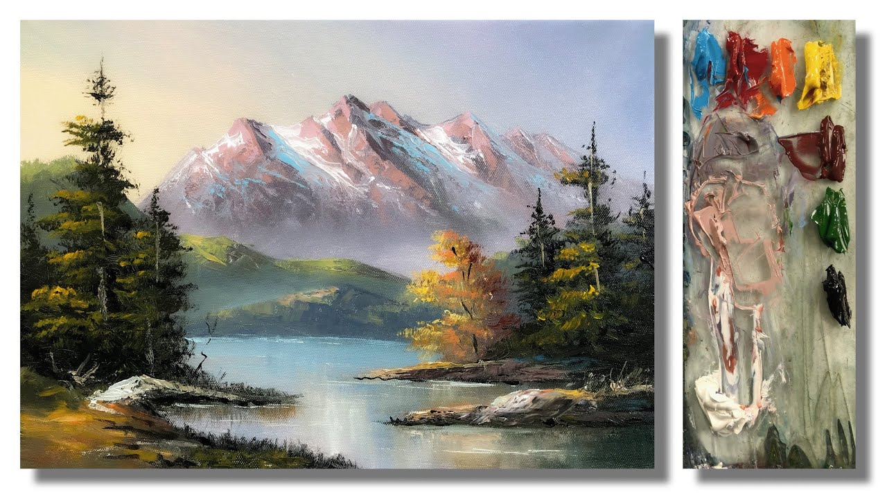 Acrylic Landscape Painting in Time-Lapse | MOUNTAIN LAKE  | Beautiful Scenery Paintings | Art candy