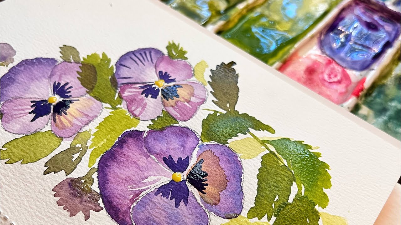 The prettiest little pansies from drawing them to painting them!  MAde especially for my Beginners