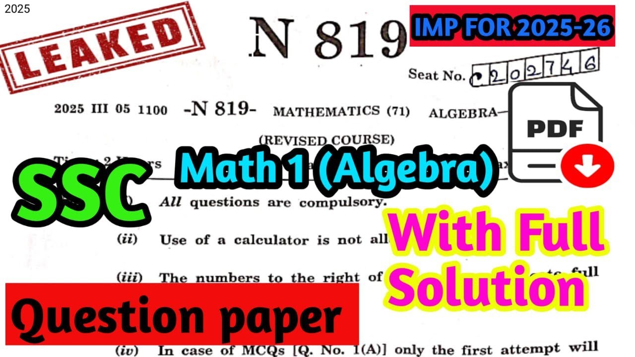 SSC math 1 2024 // CLASS 10TH MATH 1 BOARD EXAM 2024 QUESTION PAPER WITH ANSWER