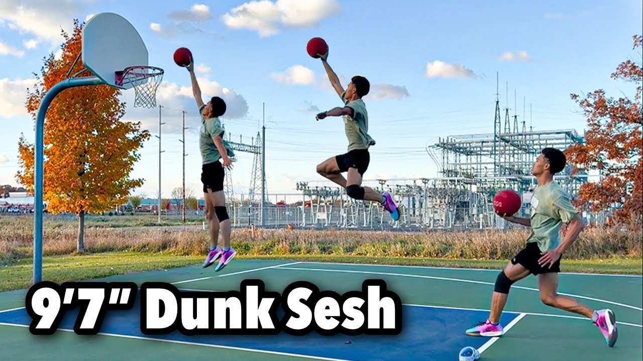 J-Rich 2 Hand! INSANE 1 Foot Dunks on LOW RIM!! (9’7”)
