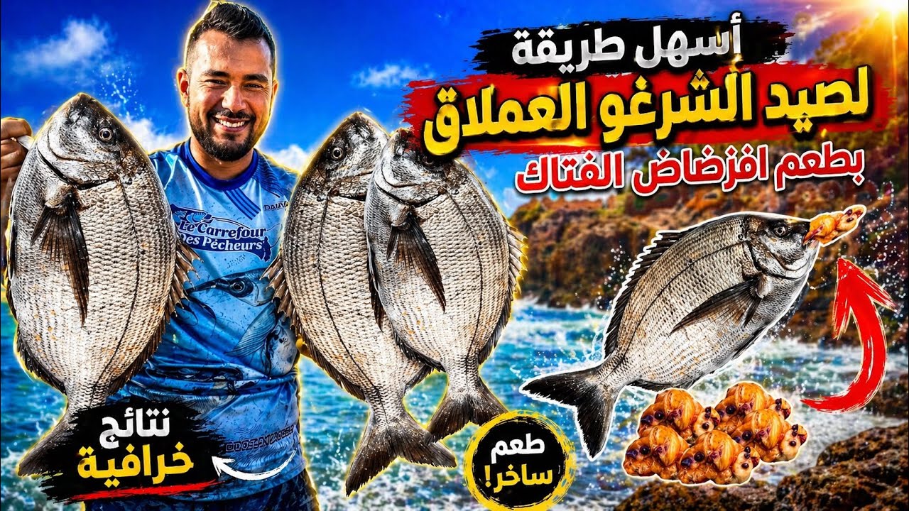 تجربة صيد اسماك الشرغو الكبيرة بطعم افزضاض او بطاطا البحر