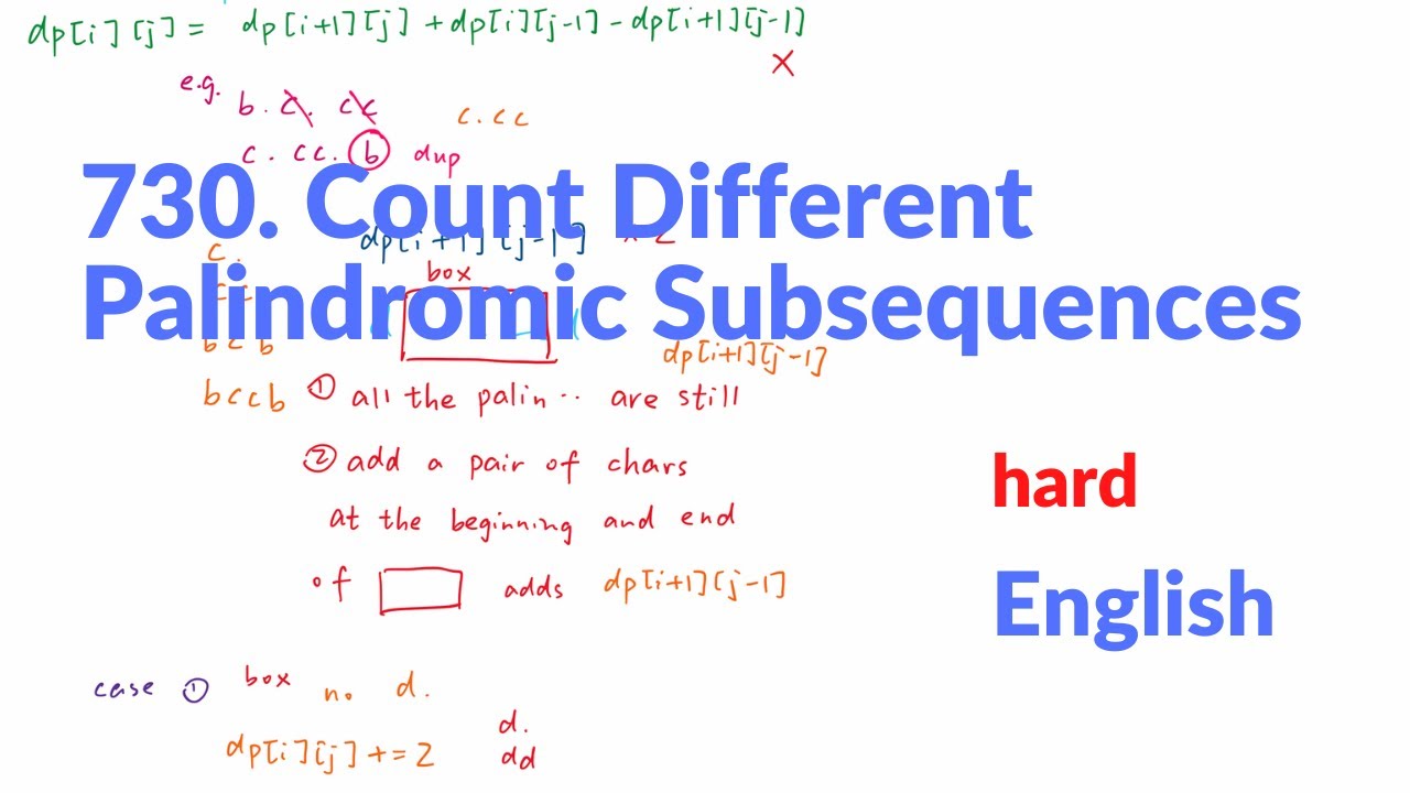 LeetCode 730. Count Different Palindromic Subsequences Explanation and Solution