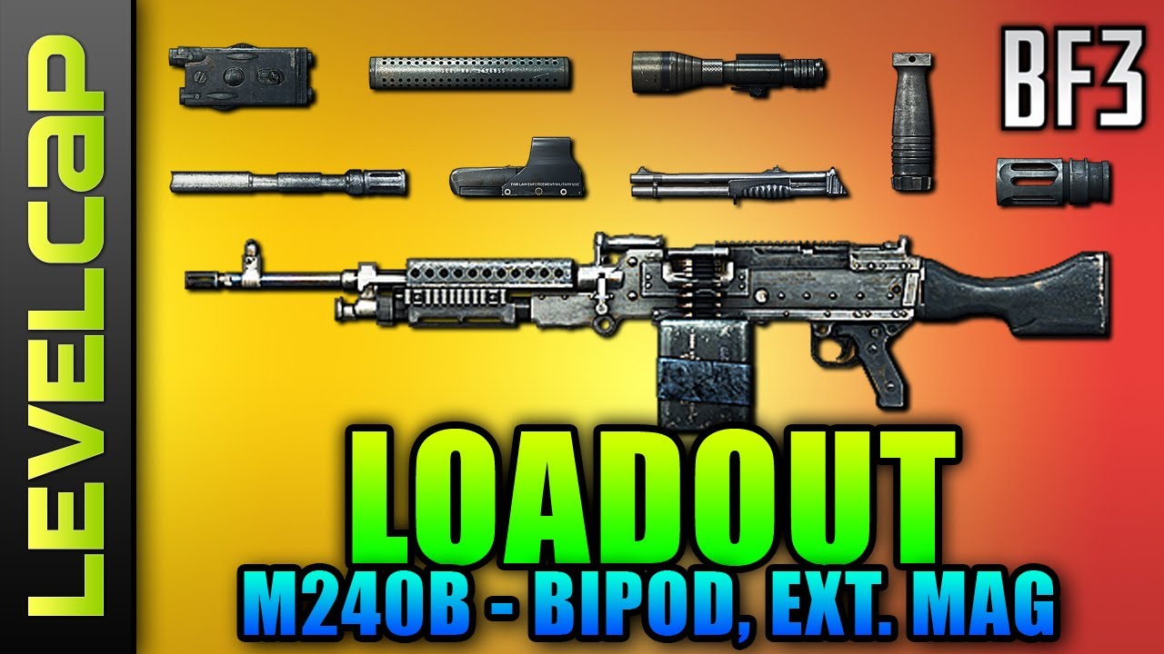 Loadout - M240B, Bipod, Extended Mag, M145 (3.4x) (Battlefield 3 Gameplay/Commentary/Review)