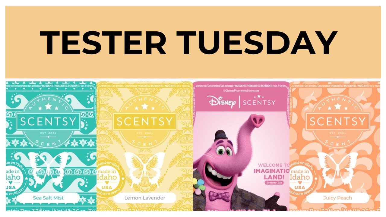 Tester Tuesday Sea Salt Mist, Lemon Lavender, Welcome to Imagination Land, and Juicy Peach (Scentsy)