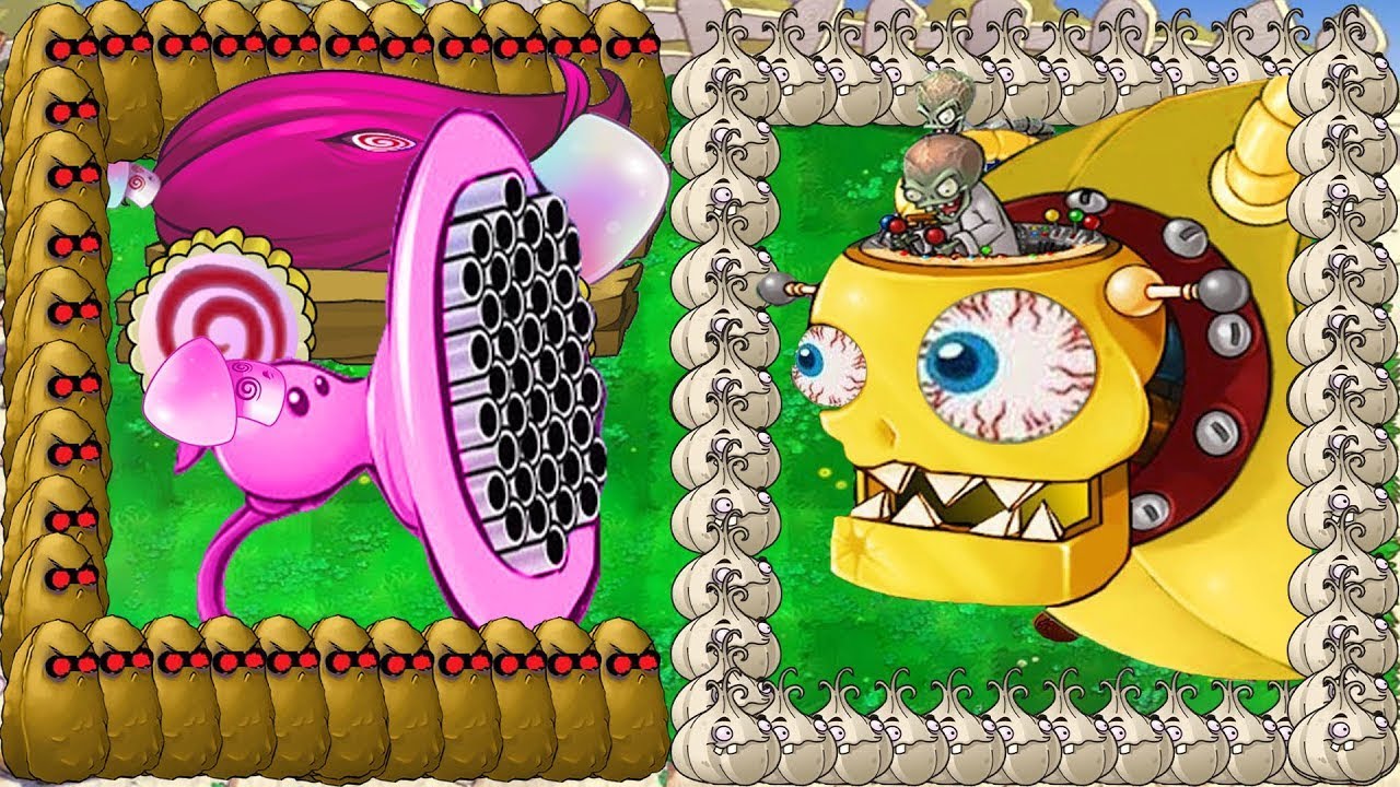 99 Hypno Gatling Galic vs 99 Hypno Cob Cannon Attack Giga Zomboss vs Gargantuar - Plants vs Zombies