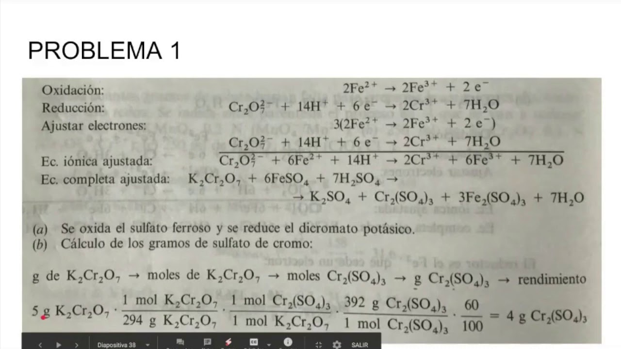 Estequiometría en las reacciones REDOX