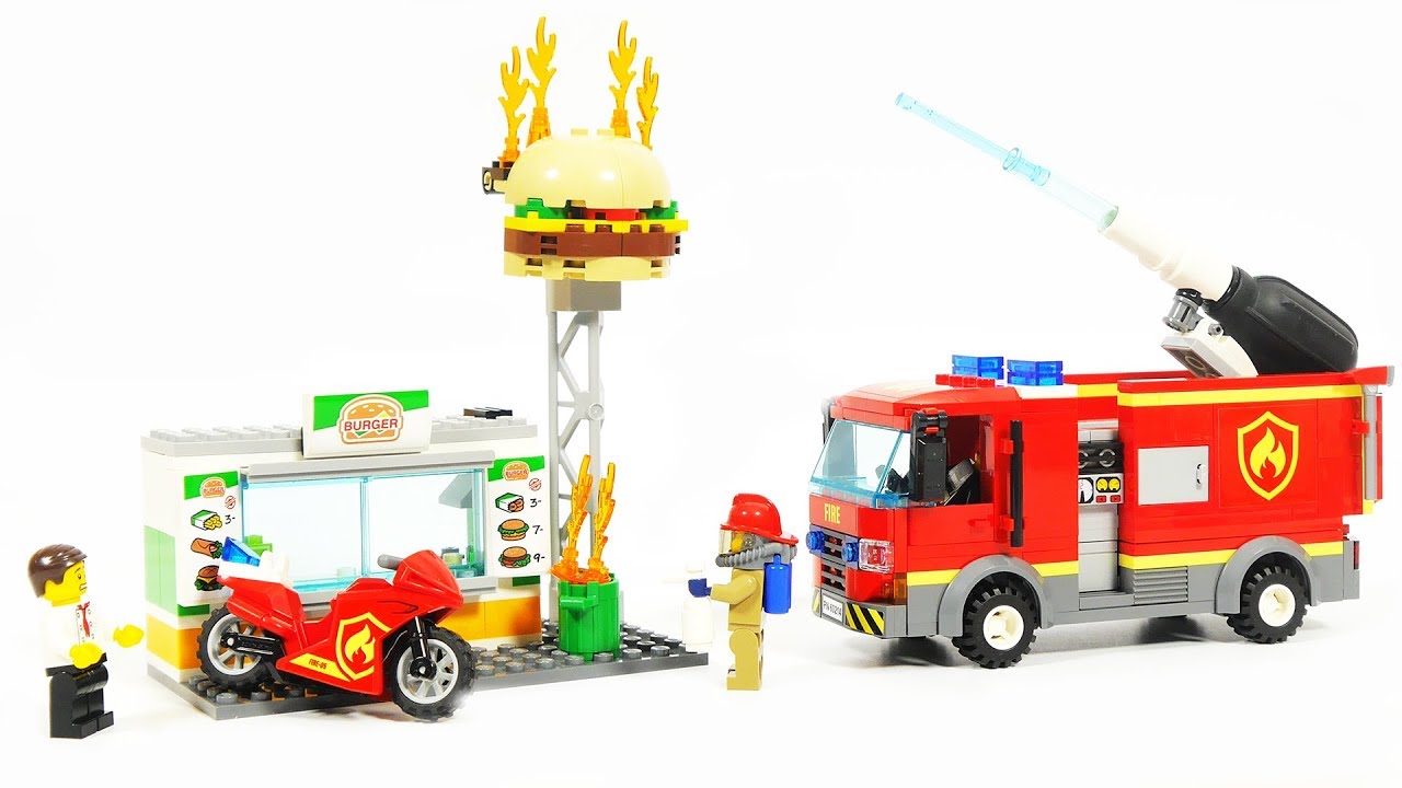 Lego City 60214 Burger Bar Fire Rescue - Lego Speed Build
