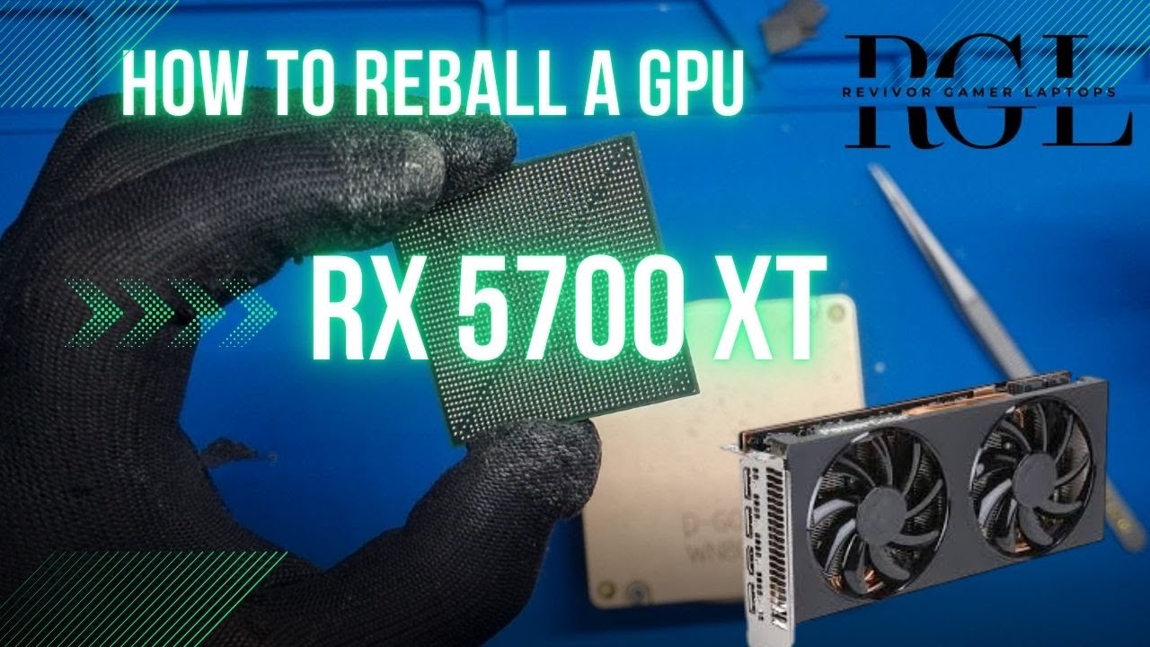 إصلاح كارت شاشة مشكلة الشاشة السوداء في RX 5700XT  إعادة تلحيم gpu  (Reballing)