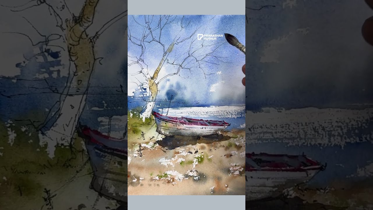line and wash | water color tutorial by prakashan puthur