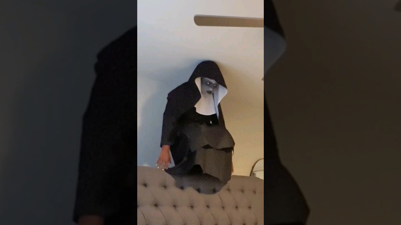 Scary Conjuring Nun prank on my husband |Tiktok Destene and Brandon #scary #conjuring #prank #shorts