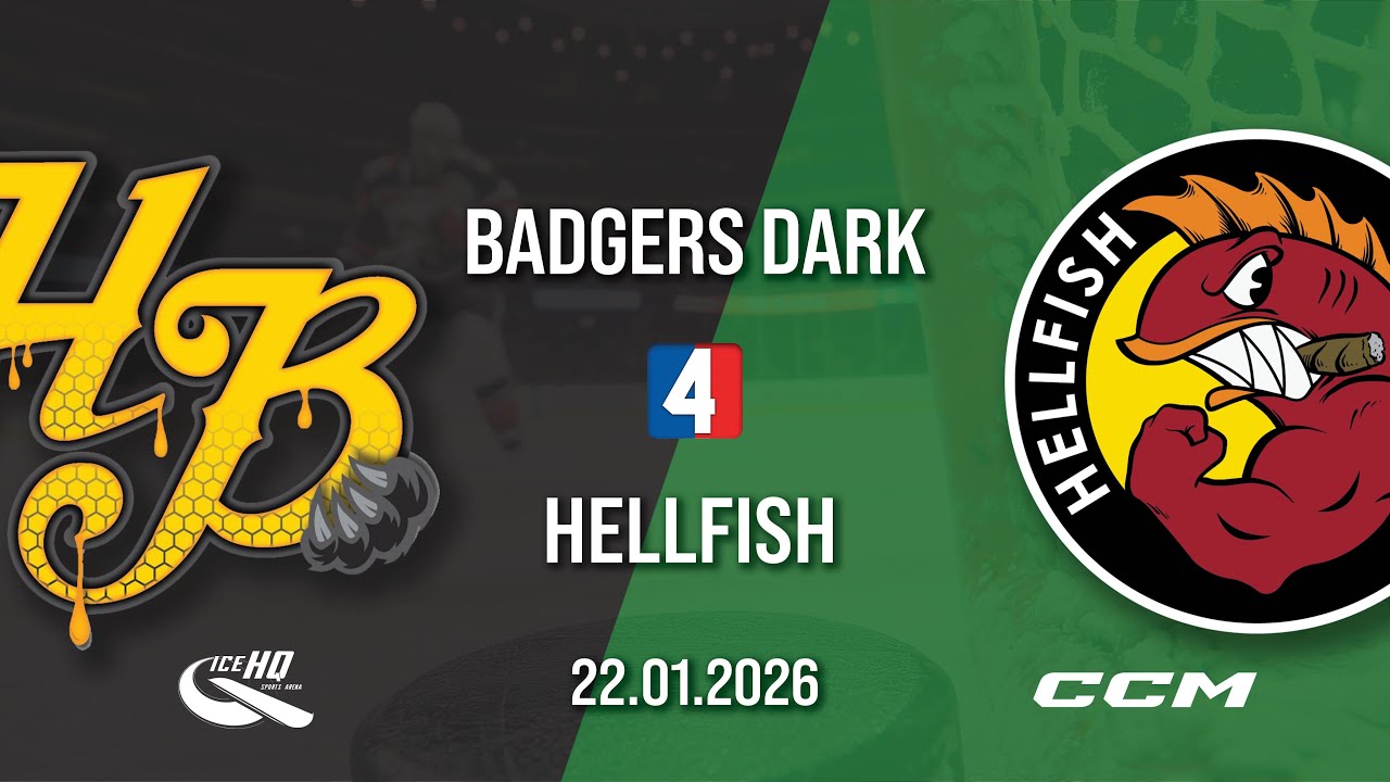 Honey Badgers Dark vs Hellfish - Div 4 - 22nd January- iceHQ Rec League ice hockey