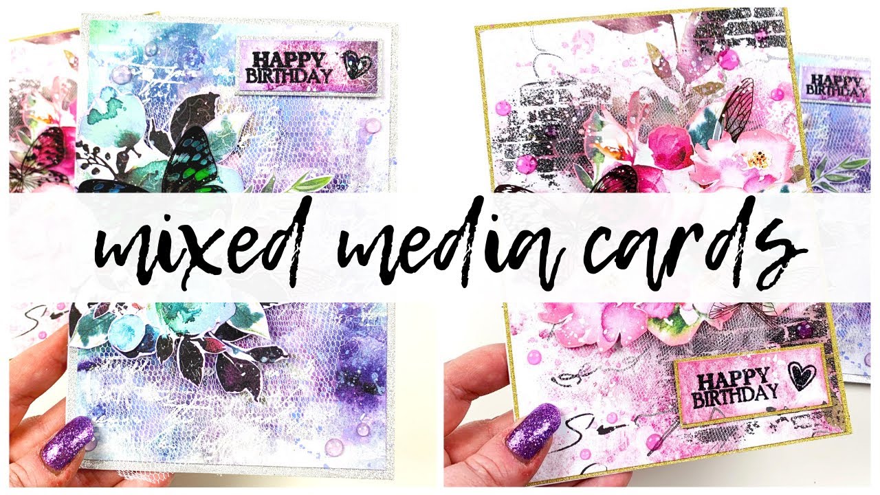 Mixed Media Cardmaking | with 13 Arts Aqua Flora | ms.paperlover