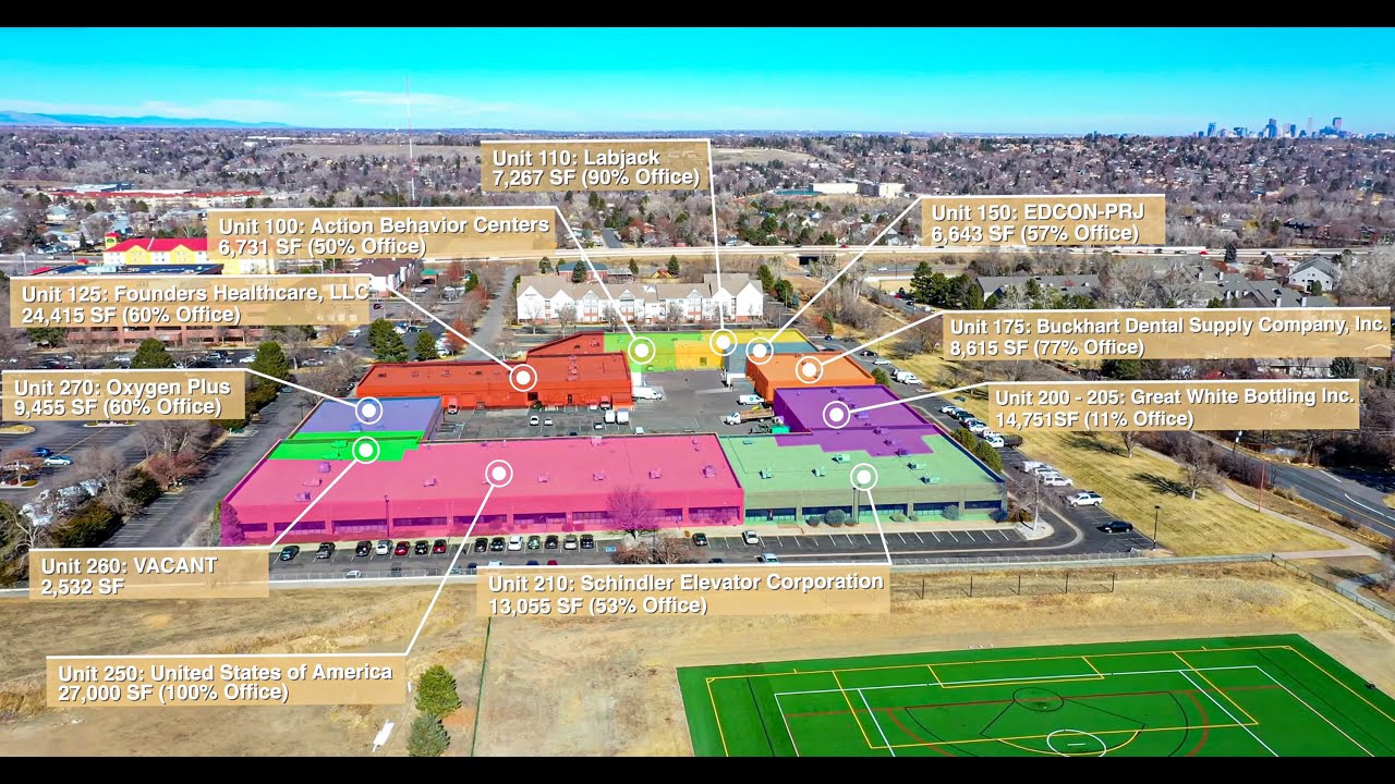 Business Park Commercial Real Estate Marketing Drone Video Colorado (4k)