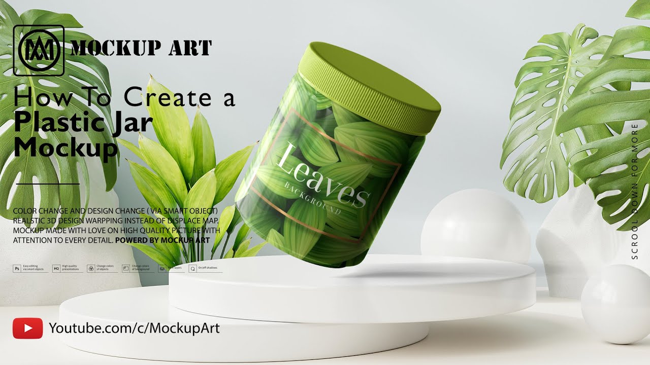 How to create a Plastic Cosmetic jar mockup| Photoshop Mockup Tutorial