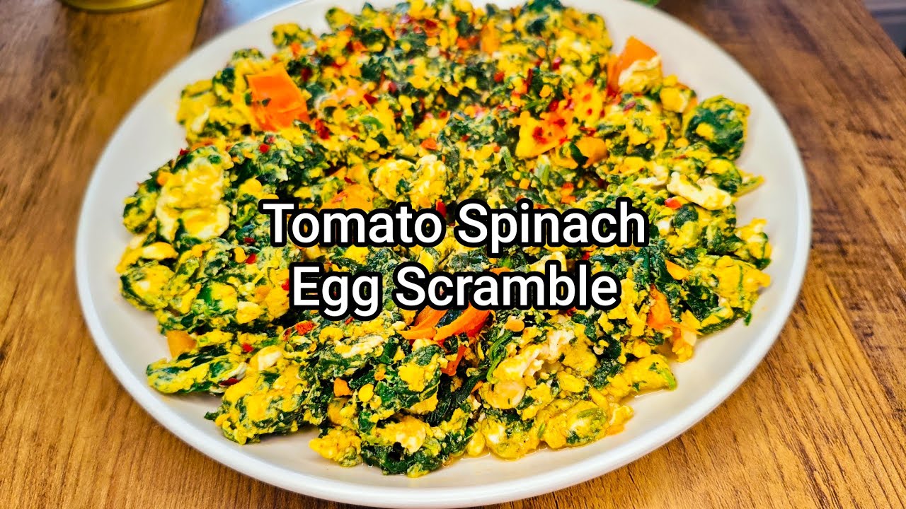 Tomato Spinach Egg Scramble