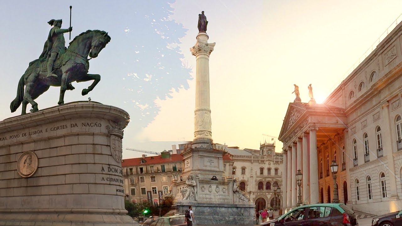 Walking Lisbon at Dusk - Rossio Square, Mercado da Baixa and Al Fresco Dining - Portugal