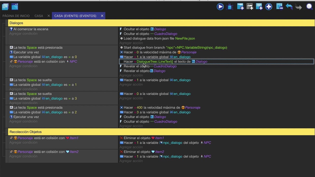 Gdevelop 5 - Diálogos con Dialog Tree