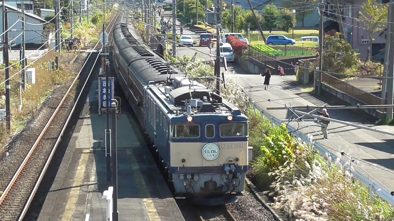 2024年11月23日　ラストホイッスル！ 電気機関車 EF64 1001 牽引 快速｢ELぐんま 2 fin｣EF64 1001＋旧型客車6両＋ディーゼル機関車 DD51 895　信越線 西松井田駅