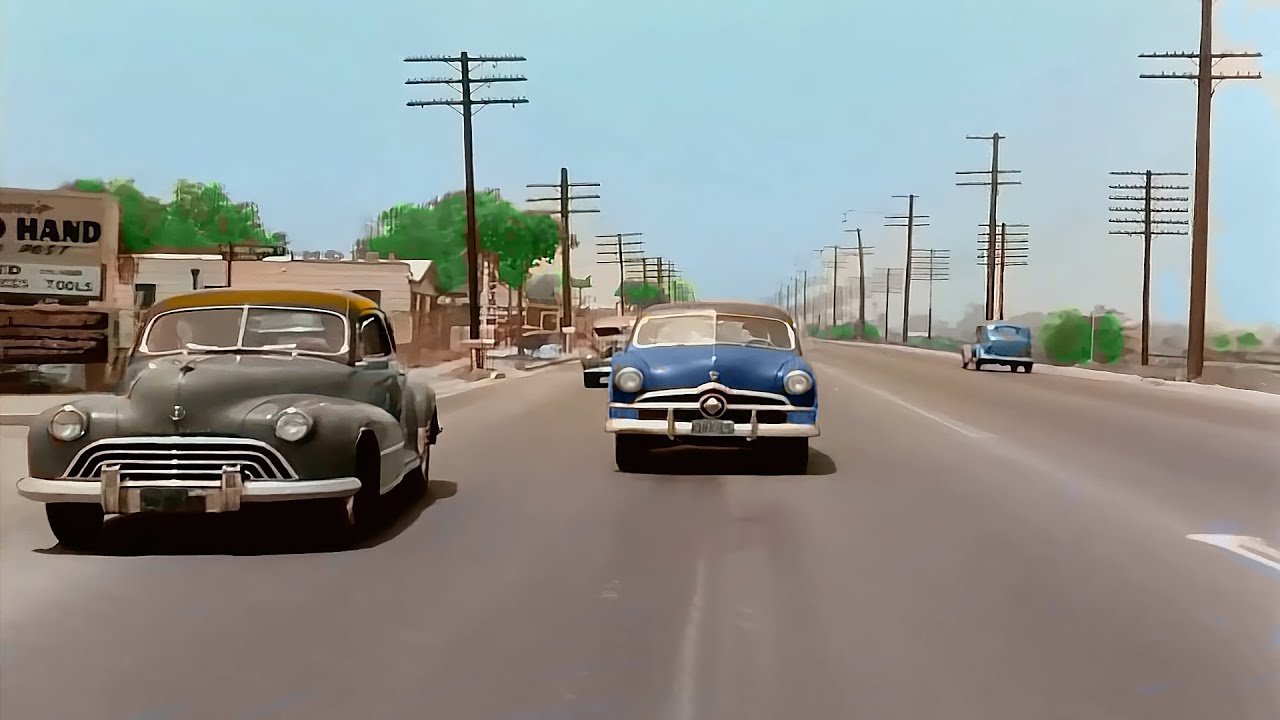 California 1950s, San Fernando in color [60fps, Remastered] w/added sound