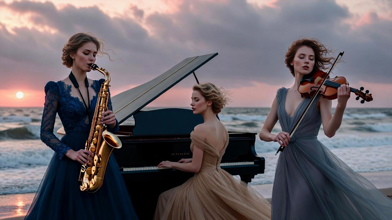 Ocean Sunset Romance – Saxophone, Violin & Piano for Peaceful Evenings & Romantic Moments