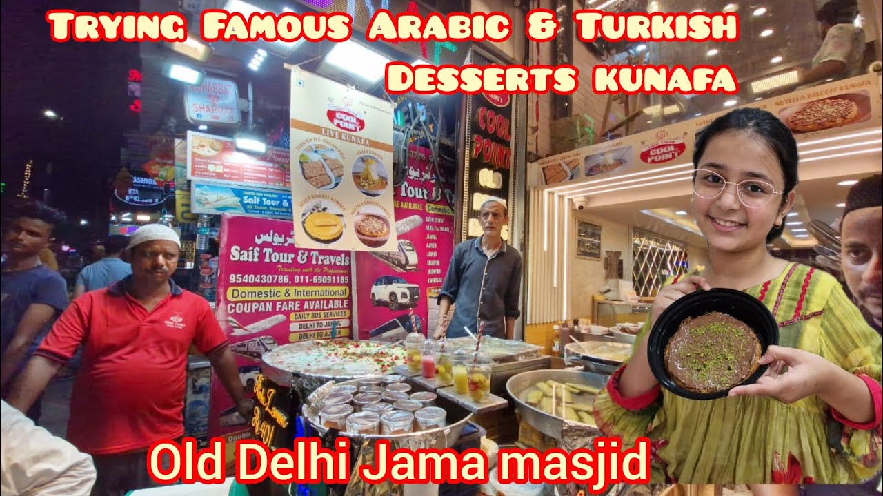 Trying Famous Arabic & Turkish Desserts Kunafa Now is available  cool point Old Delhi Jama masjid 🤤💯