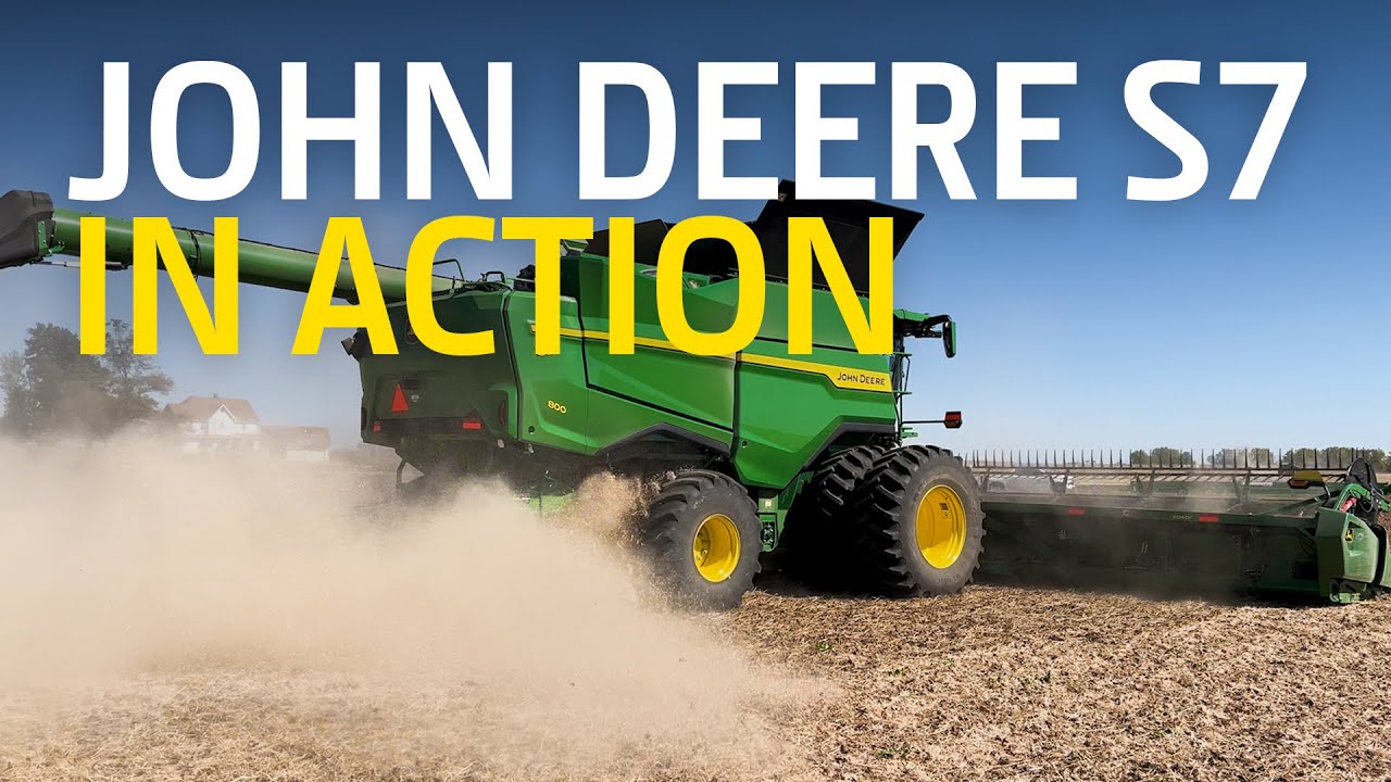 NEW 2025 John Deere S7 800 Combine Harvesting Soybeans
