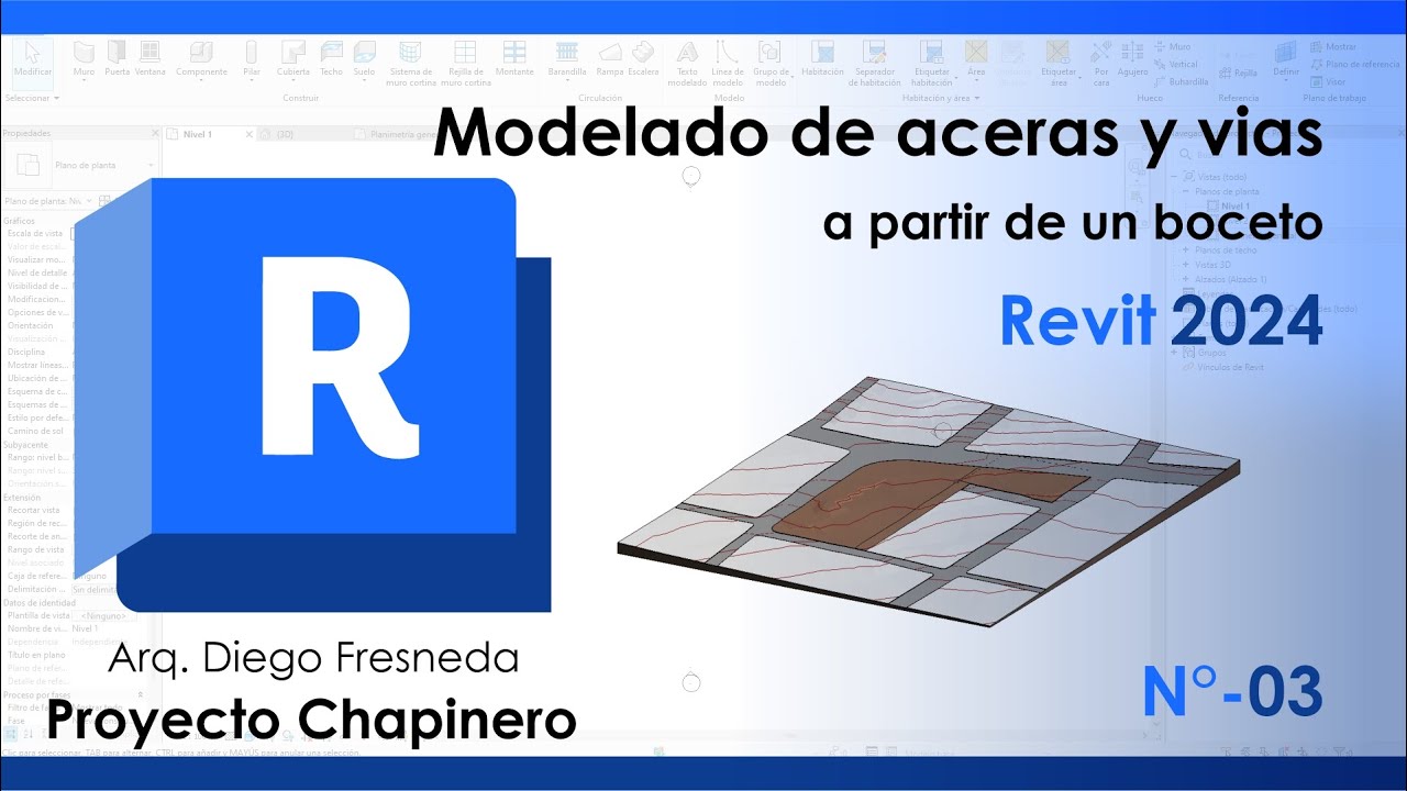03 Modelado de aceras y vías en Revit 2024