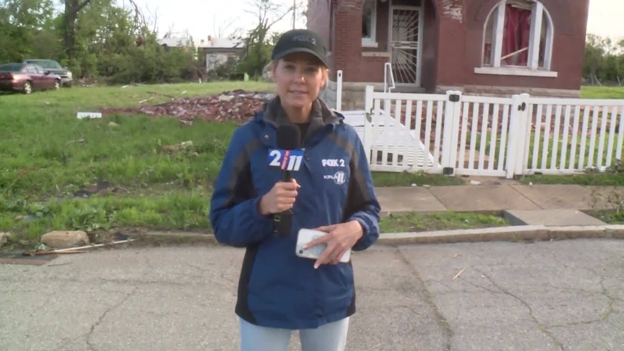Tornado damage in north St. Louis City